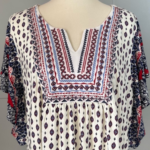 NWT One World Live and Let Live Women’s XXL Short Sleeve Tunic Top Boho Hippie - Picture 1 of 10